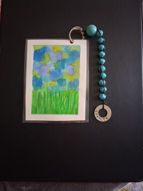 Turquoise Beaded Loyalty Keychain/ Bag Jewelry w/ Color Therapy Card & Painting